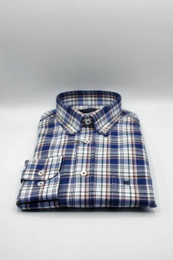Camisa de hombre Charmant cuadro azul