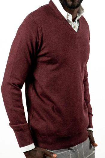 Jersey cuello pico de hombre Pertegaz burdeos