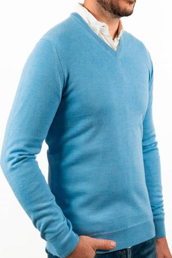 Jersey cuello pico de hombre Pertegaz azul
