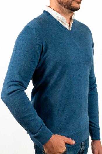 Jersey cuello pico de hombre Pertegaz azul